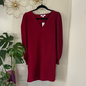BB Dakota Deep Red Long Sleeve Dress
